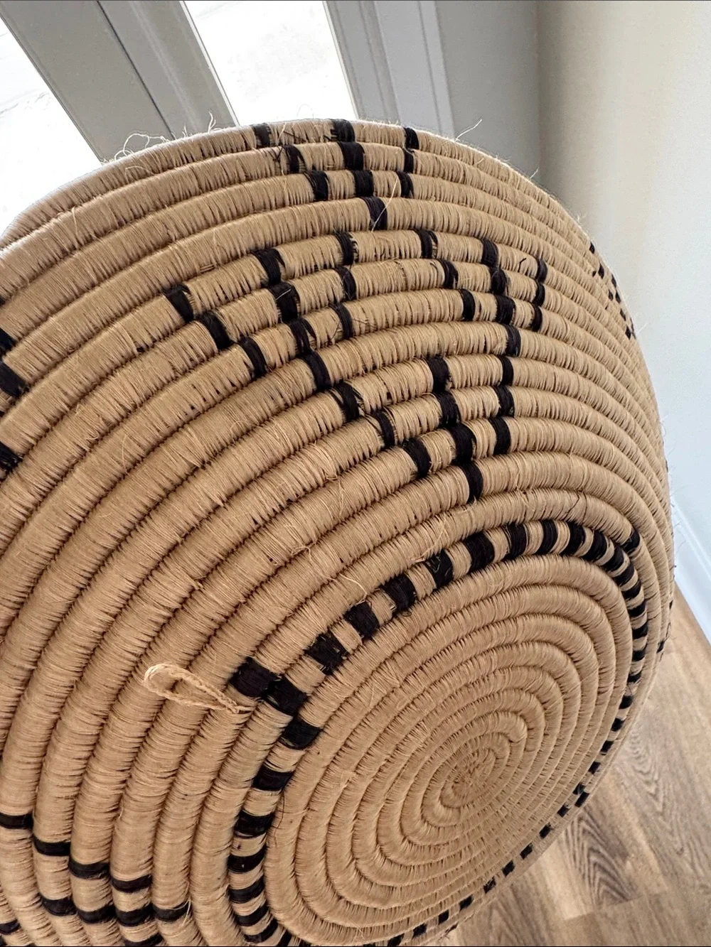 Fair Trade Handwoven Natural and Black Wall Basket - Bohemian Decorative Accent